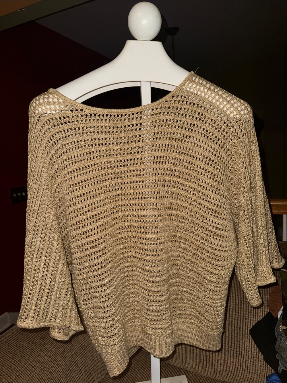 Beige Open-Knit Women’s Sweater - Lightweight Crochet Pullover